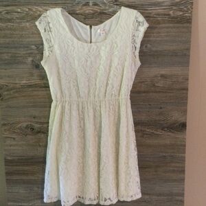 Xhilaration Boho Chic Ivory Lace Party Casual Sexy Lined Dress Size Large